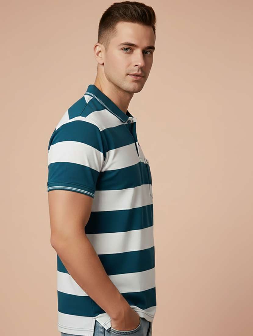 men striped short sleeve regular fit polo t-shirt - 22306520 -  Standard Image - 1