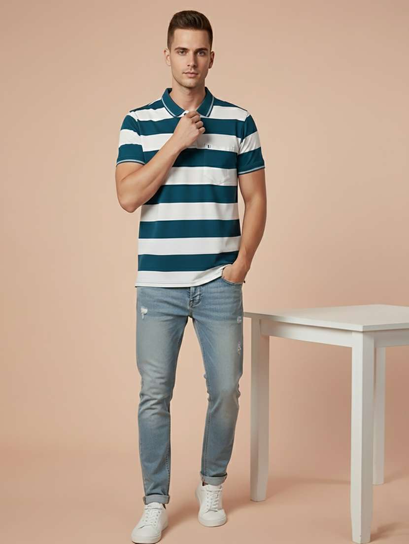 men striped short sleeve regular fit polo t-shirt - 22306520 -  Standard Image - 4