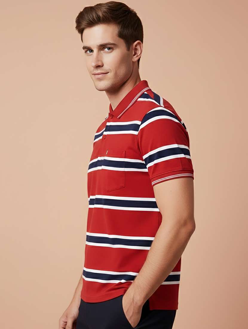 men striped short sleeve regular fit polo t-shirt - 22306521 -  Standard Image - 1
