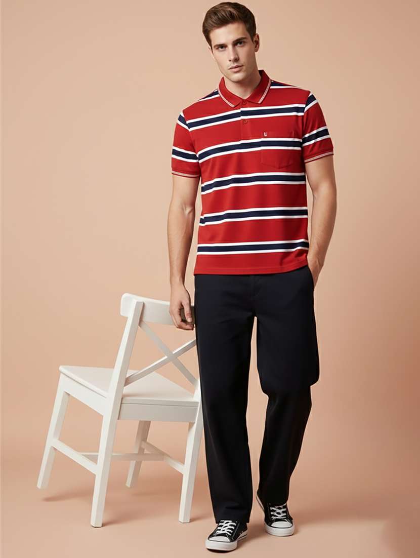 men striped short sleeve regular fit polo t-shirt - 22306521 -  Standard Image - 4
