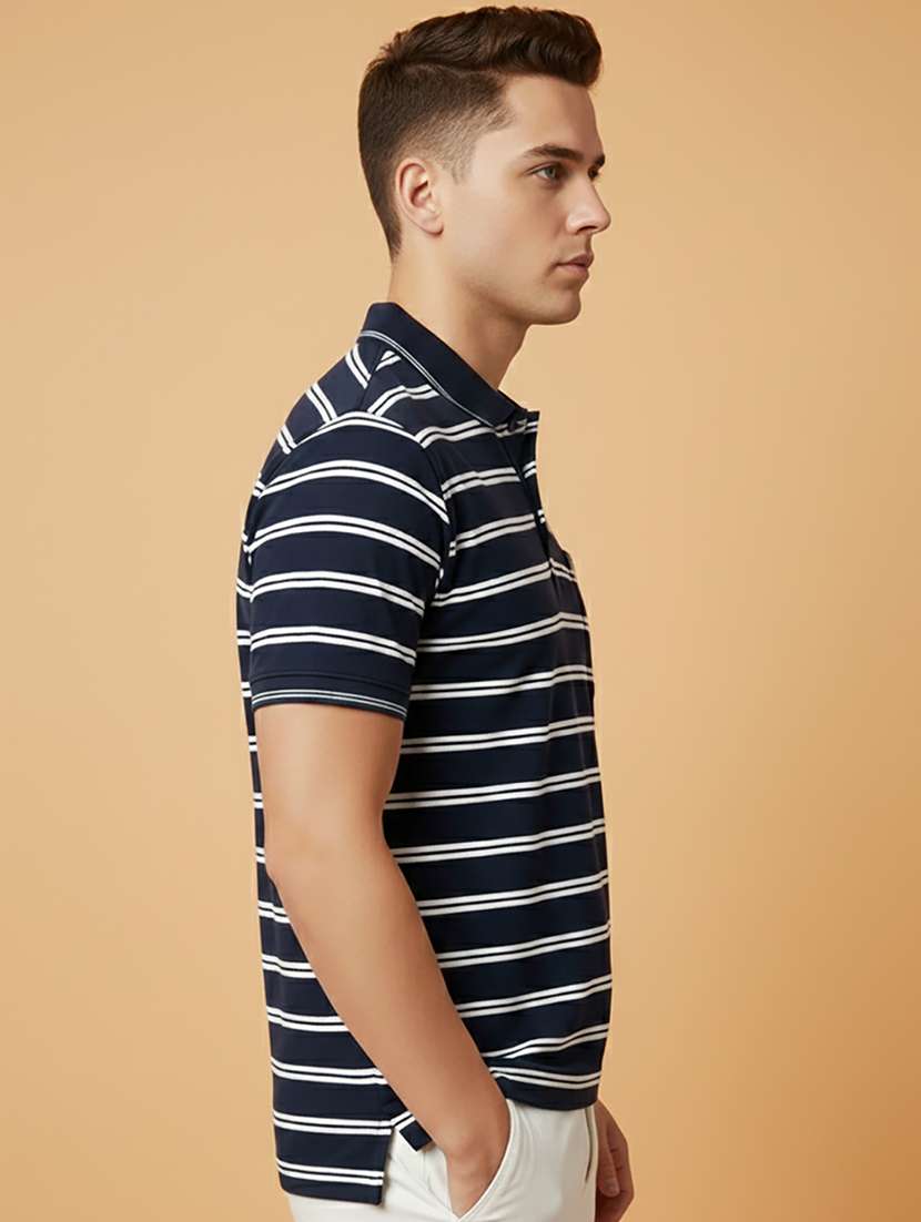men striped short sleeve regular fit polo t-shirt - 22306523 -  Standard Image - 1
