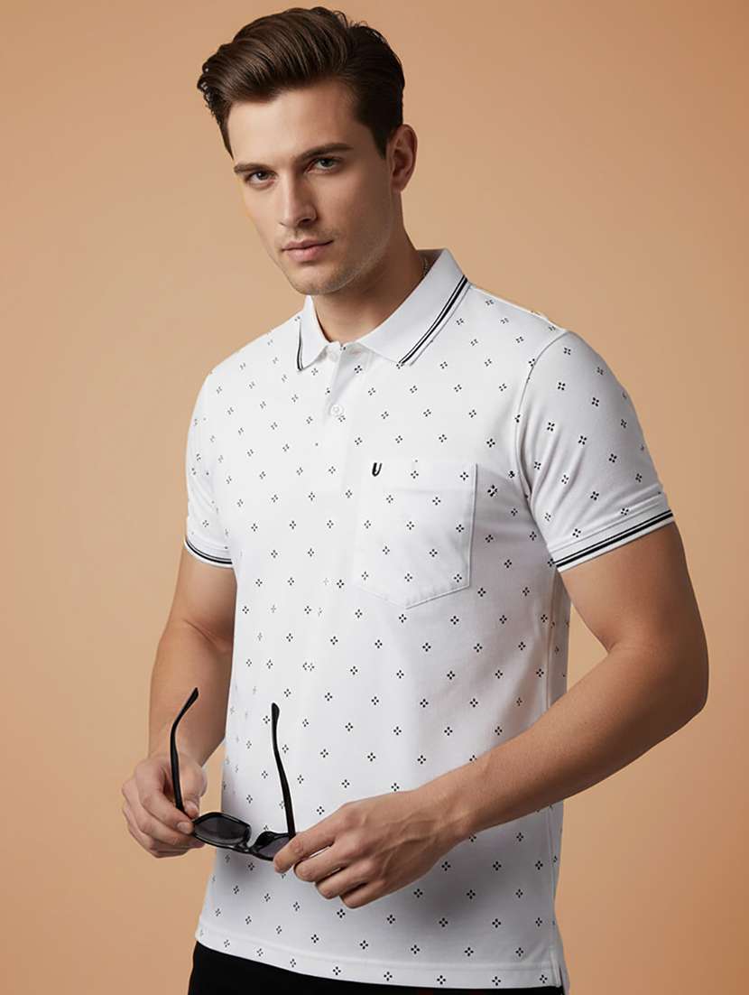 men printed short sleeve regular fit polo t-shirt
