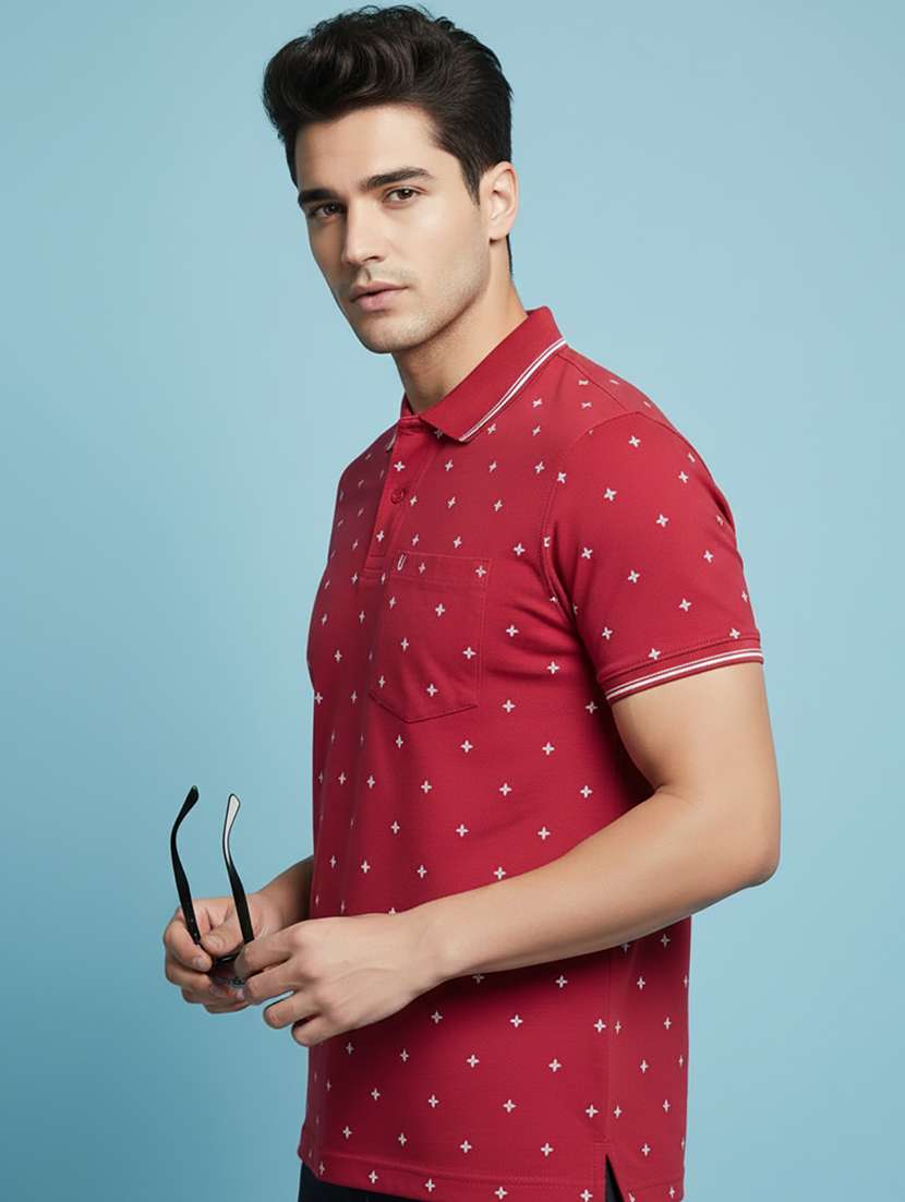 men printed short sleeve regular fit polo t-shirt - 22306531 -  Standard Image - 1