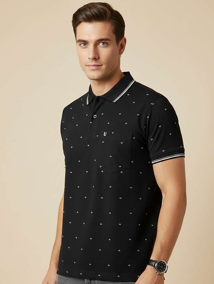men printed short sleeve regular fit polo t-shirt - 22306539 -  Standard Image - 1