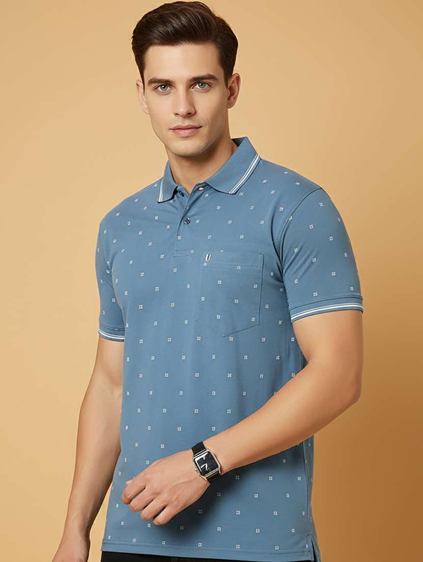 men printed short sleeve regular fit polo t-shirt