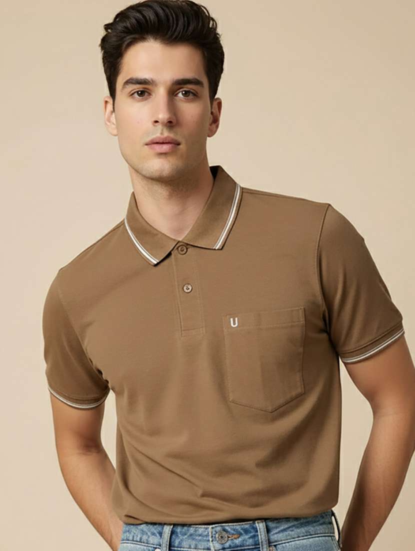 men solid short sleeve regular fit polo t-shirt