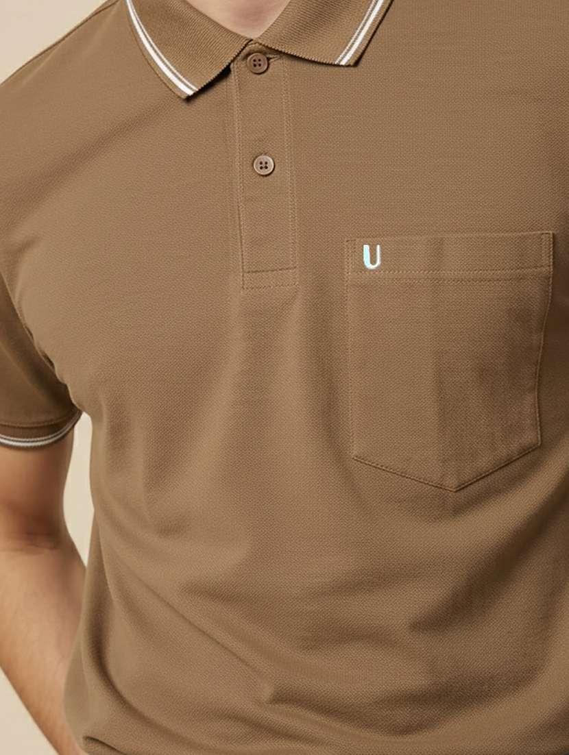 Men Solid Short Sleeve Regular Fit Polo T-shirt - 22306545 -  Standard Image - 4