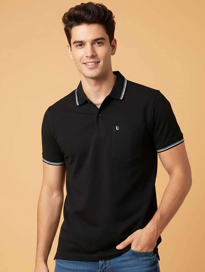 men solid short sleeve regular fit polo t-shirt