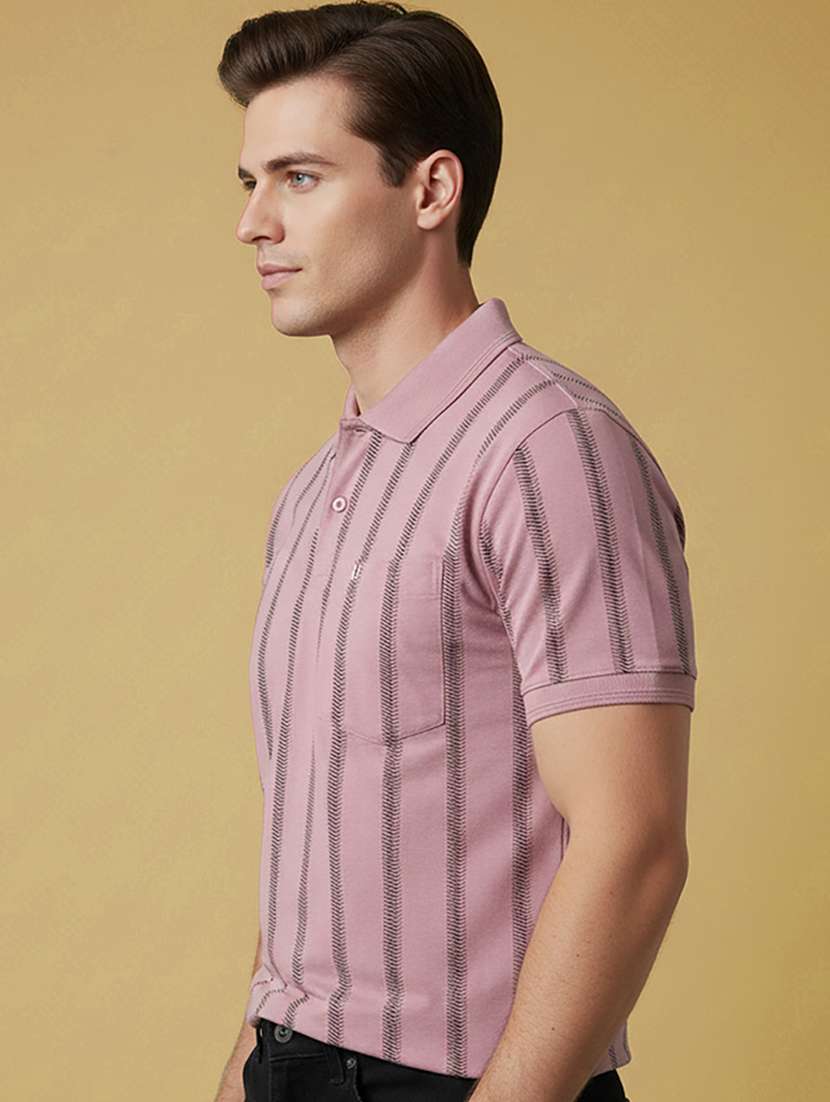 men striped short sleeve regular fit polo t-shirt - 22306563 -  Standard Image - 1