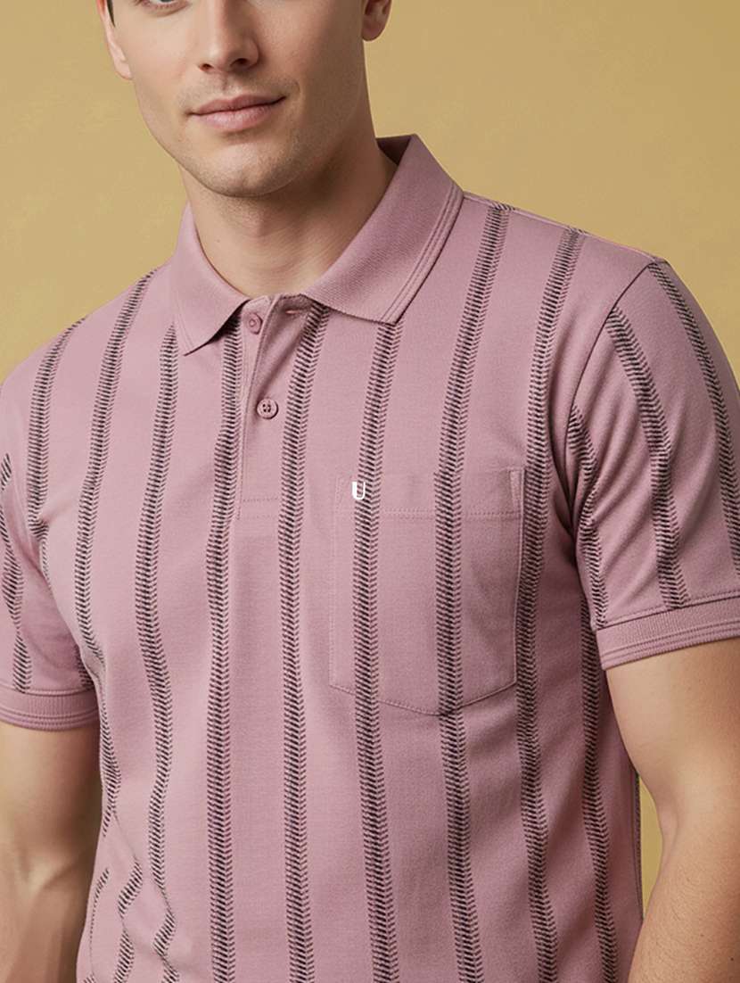 men striped short sleeve regular fit polo t-shirt - 22306563 -  Standard Image - 4