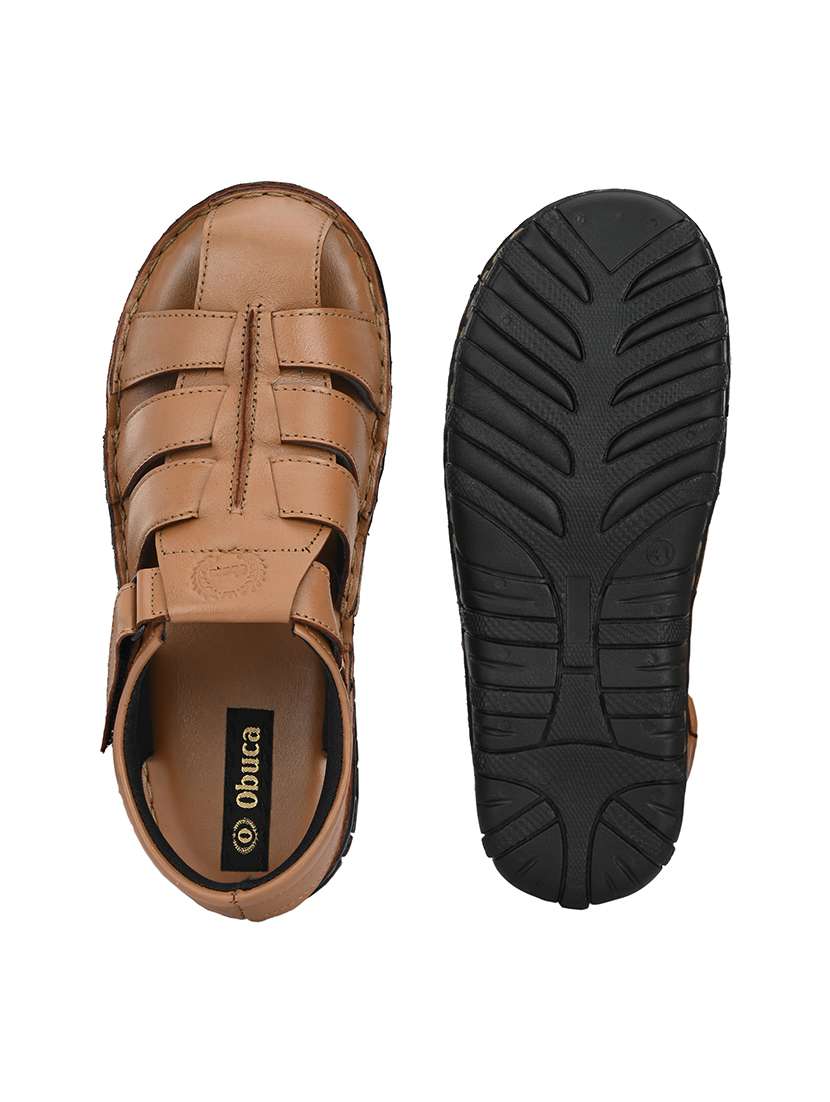 men solid back strap sandal - 22306682 -  Standard Image - 4