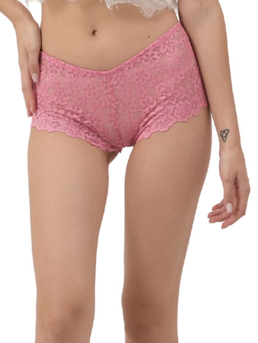 women pack of 4 solid mid rise lace boy shorts - 22306833 -  Standard Image - 4