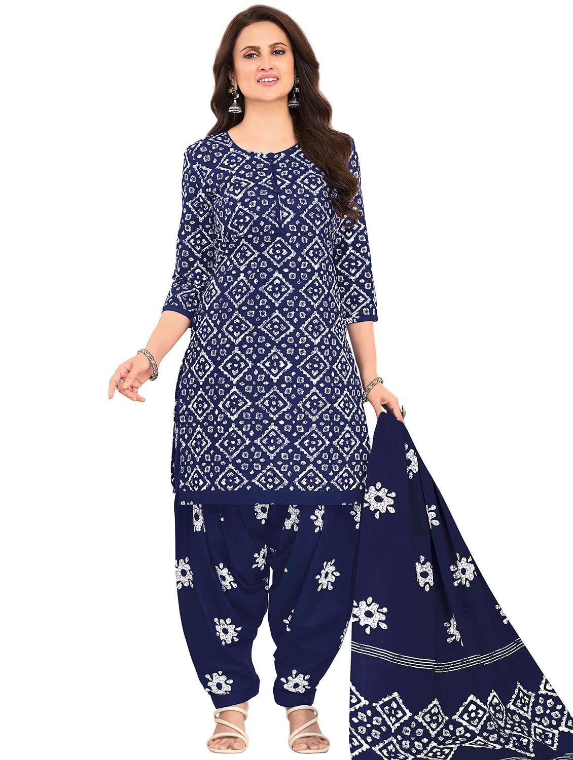 women printed unstitched suit set