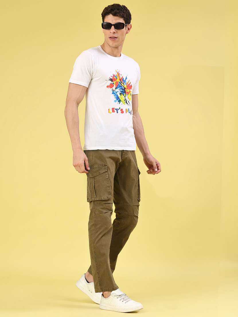 men solid mid rise regular fit cargo  - 22307406 -  Standard Image - 4