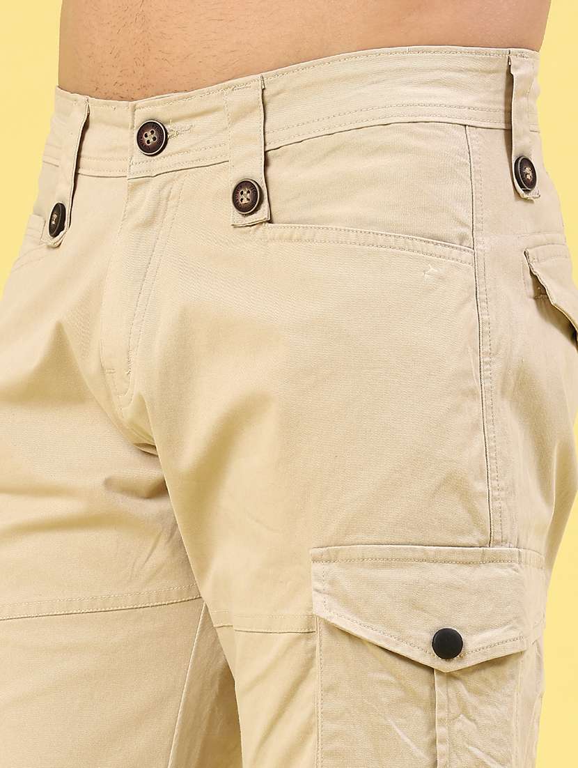 men solid mid rise regular fit cargo  - 22307408 -  Standard Image - 1
