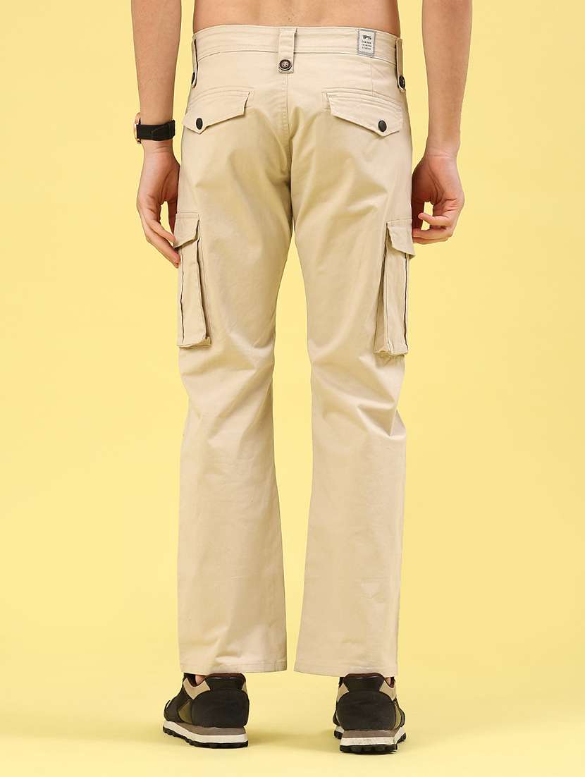 men solid mid rise regular fit cargo  - 22307408 -  Standard Image - 4