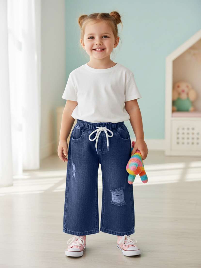 girls distress soldi mid rise wide leg jean - 22307415 -  Standard Image - 1