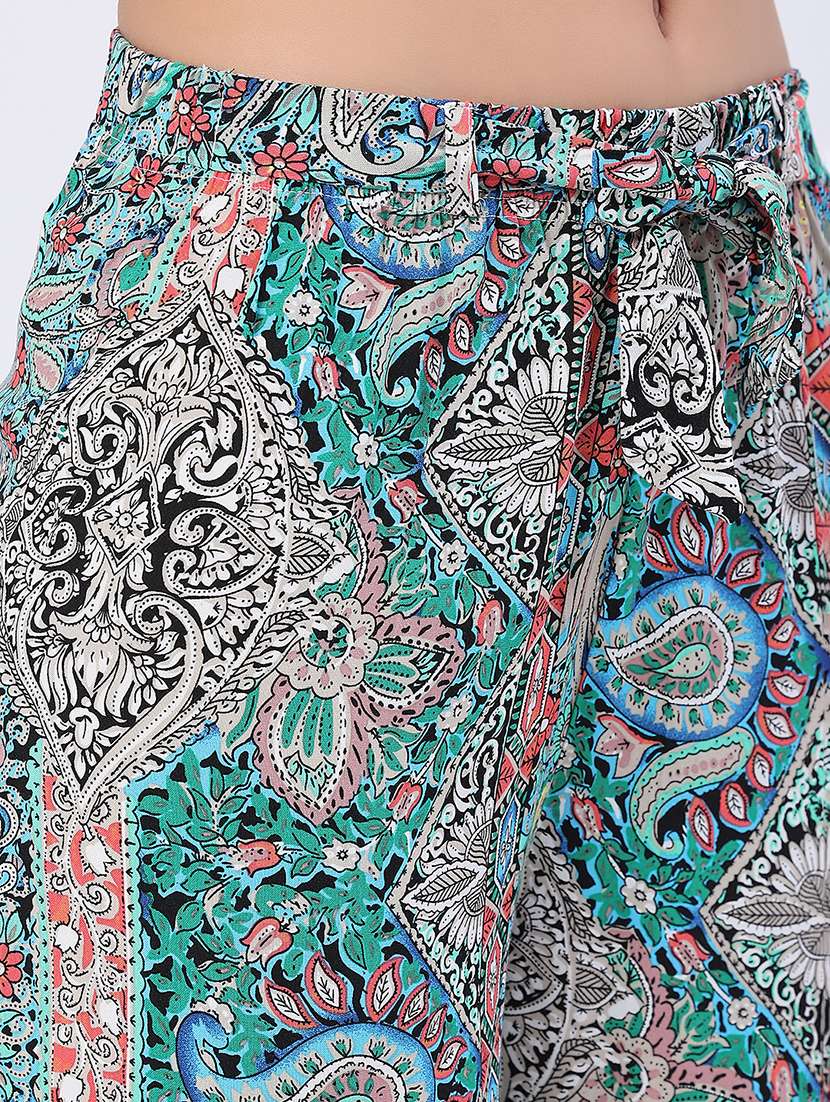 women printed mid rise straight trouser - 22307416 -  Standard Image - 1