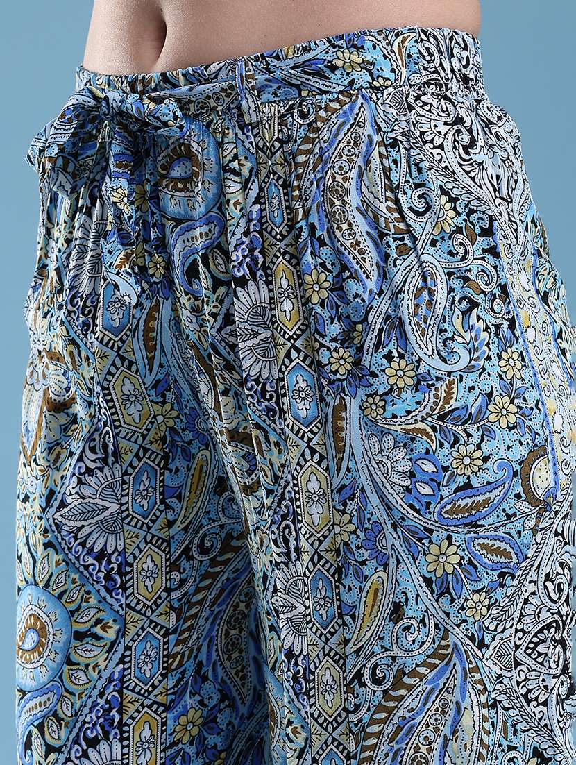 women printed mid rise straight trouser - 22307418 -  Standard Image - 1