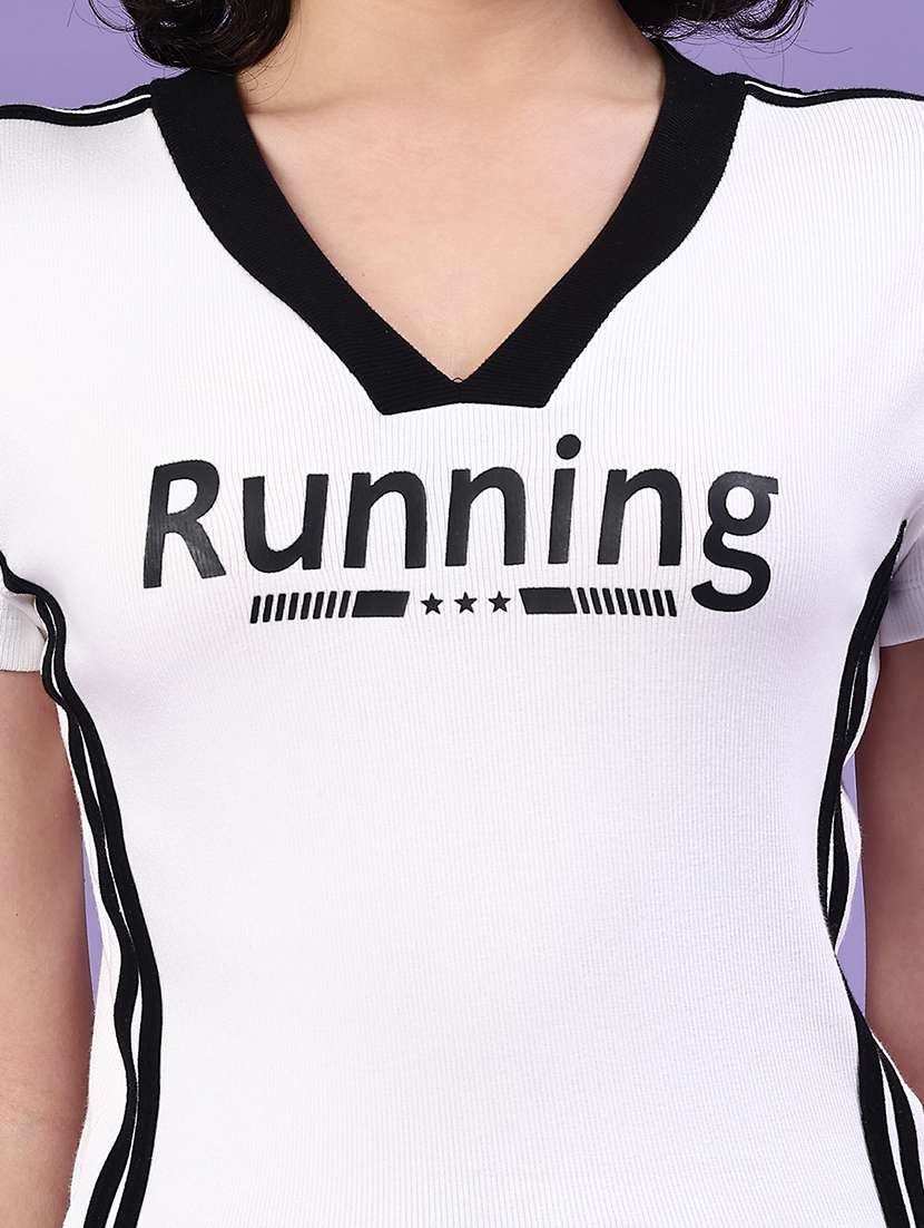 women typographic short sleeve crop t-shirt - 22307434 -  Standard Image - 1