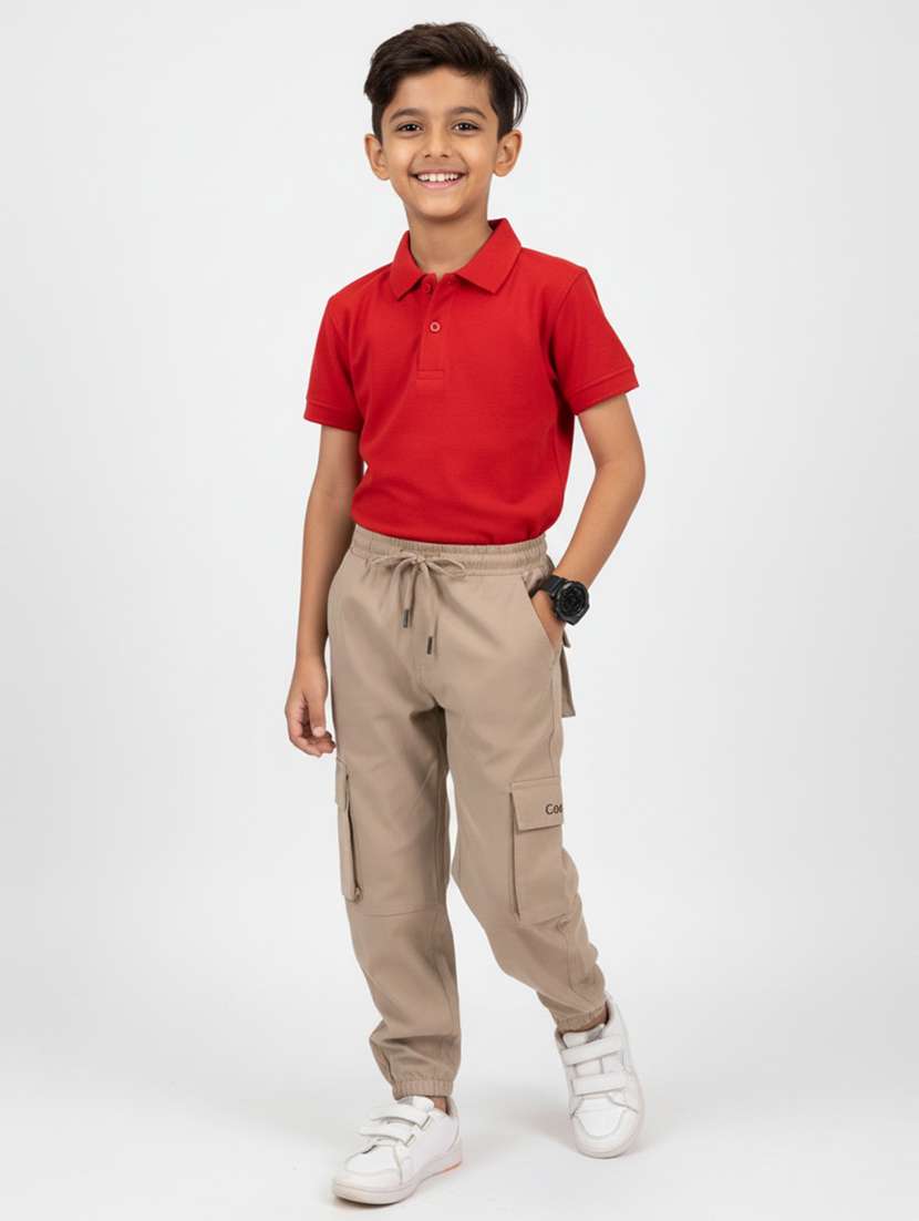 boys solid mid rise jogger cargo - 22307535 -  Standard Image - 1