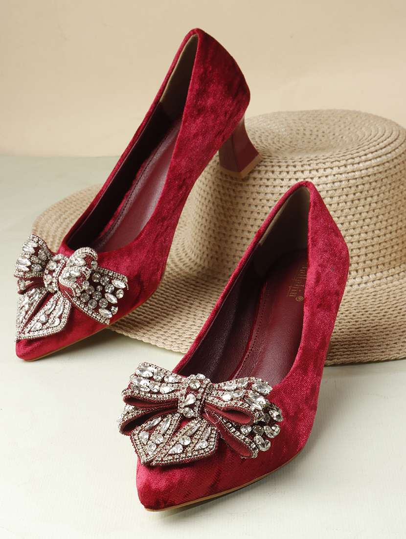 women embellished slip on pump