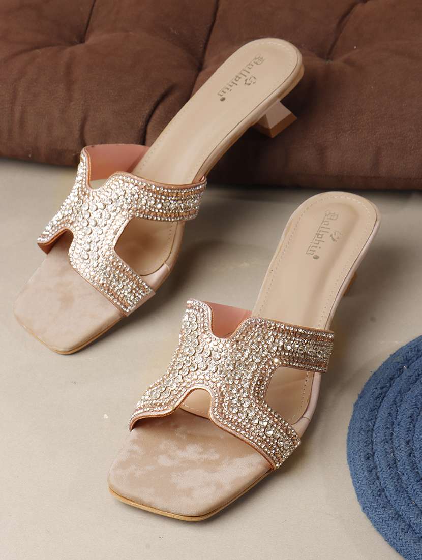 women embellished slip on sandal