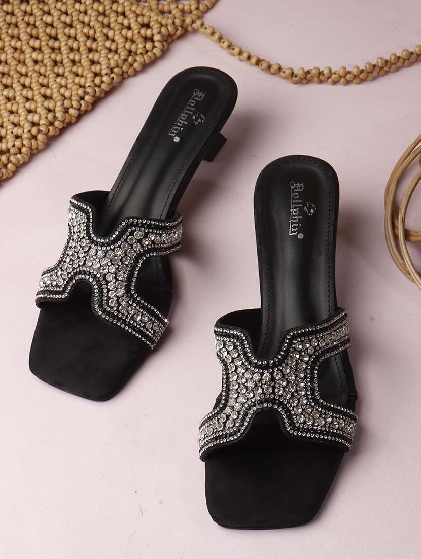women embellished slip on sandal