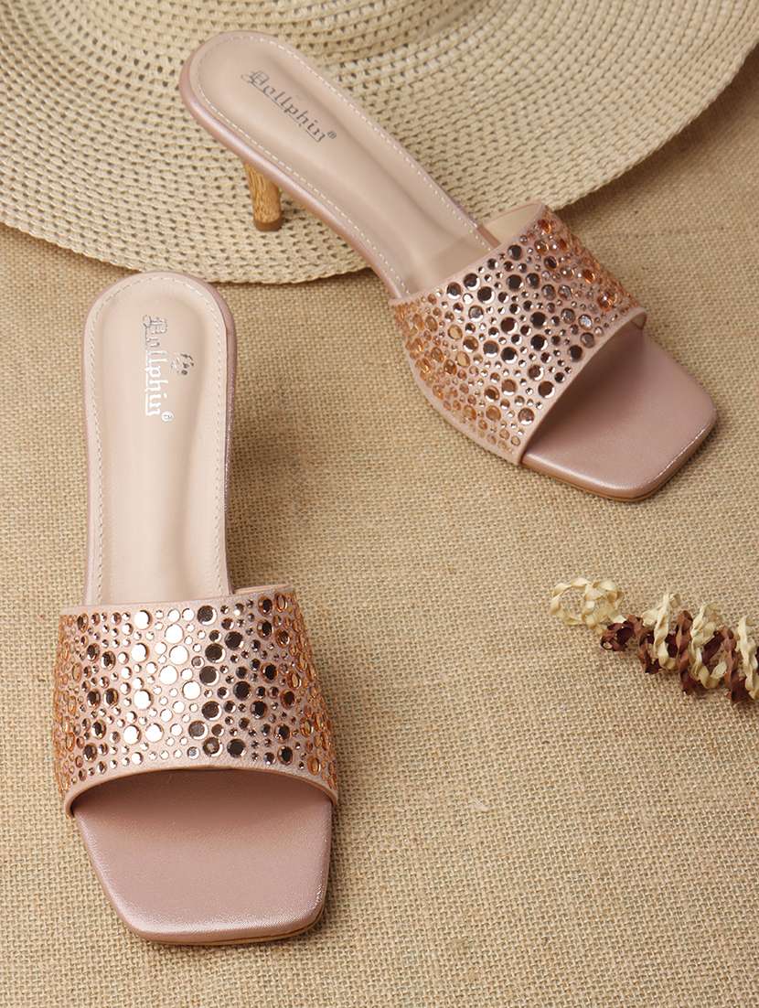 women embellished slip on sandal