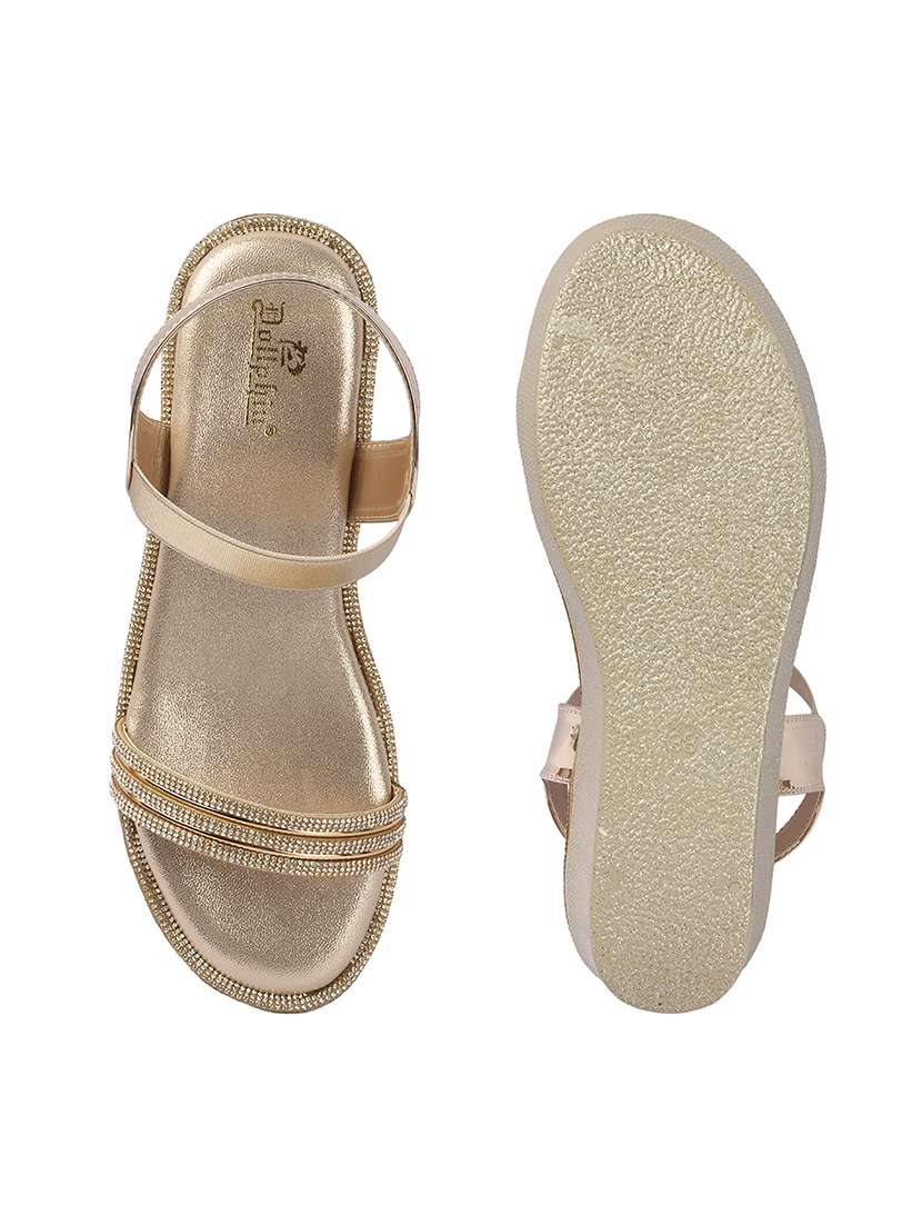 women solid back strap platforms wedge - 22307604 -  Standard Image - 4