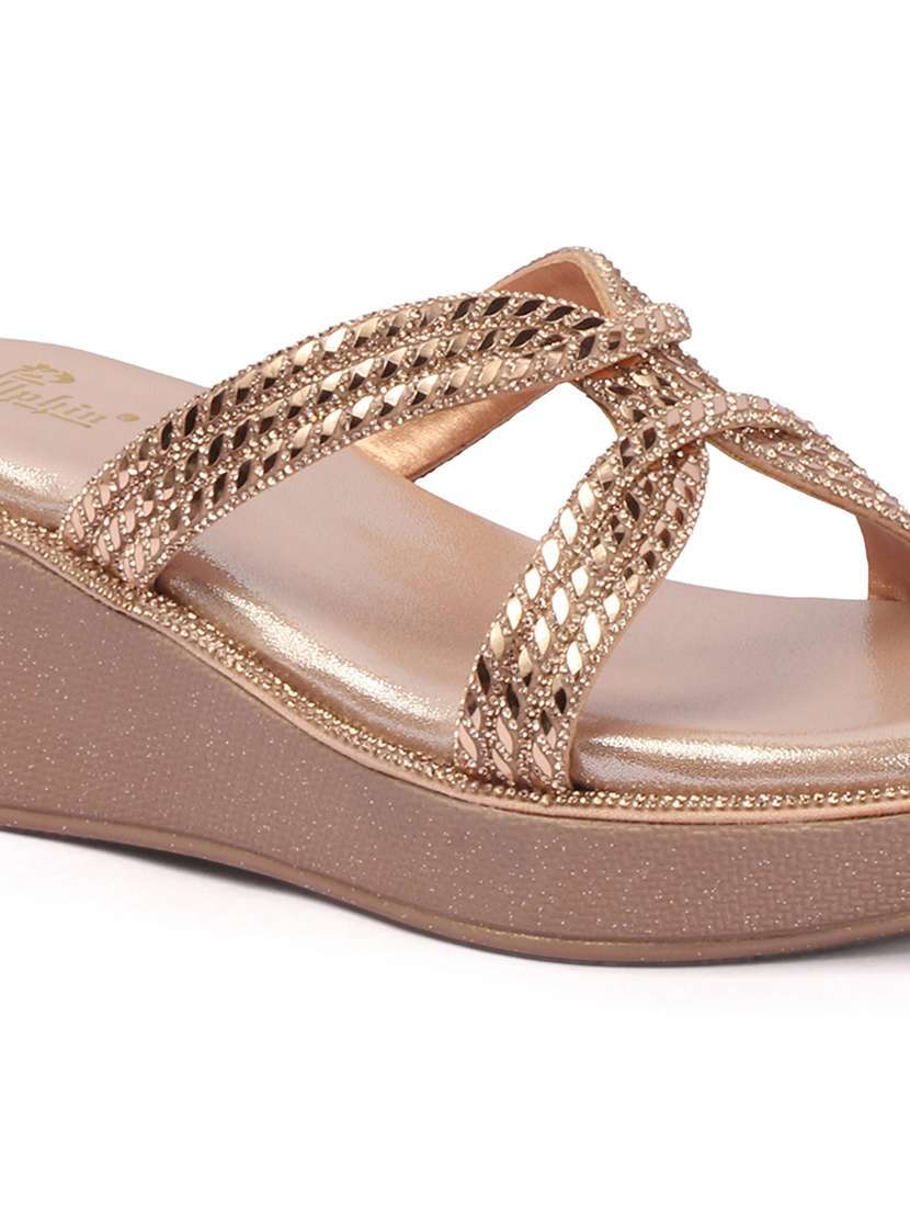 women embellished slip on platform wedge - 22307605 -  Standard Image - 4