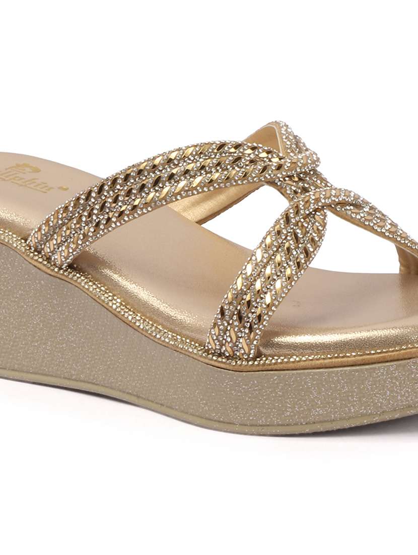 women embellished slip on platform wedge - 22307606 -  Standard Image - 4