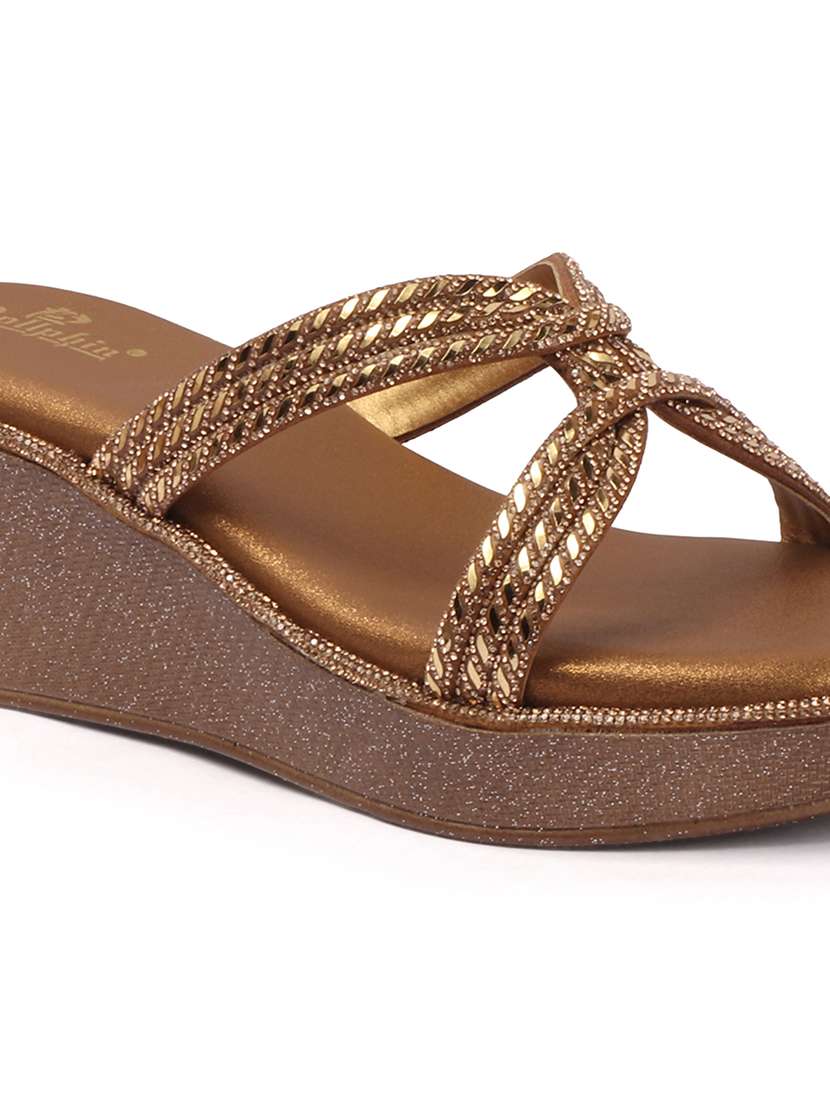 women embellished slip on platform wedge - 22307614 -  Standard Image - 4