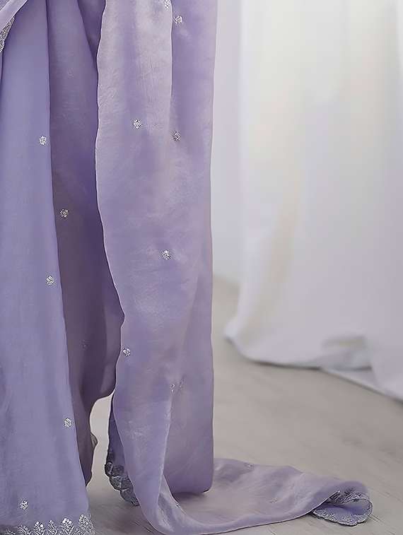 women solid with work embroidered saree with blouse - 22307626 -  Standard Image - 4