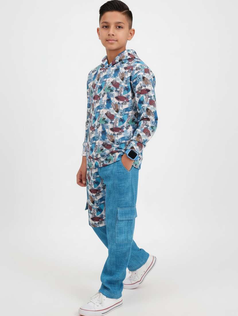 boys printed shirt and cargo co-ord set - 22307641 -  Standard Image - 1