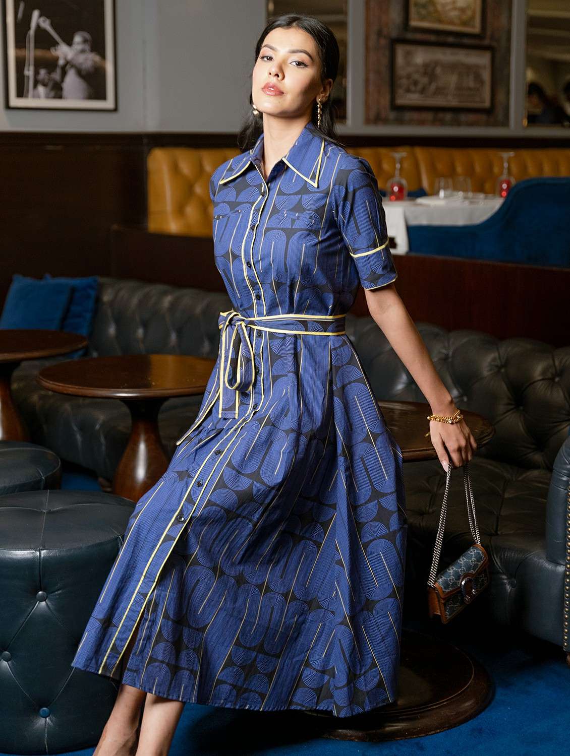 women printed collared short sleeve shirt dress - 22307654 -  Standard Image - 1