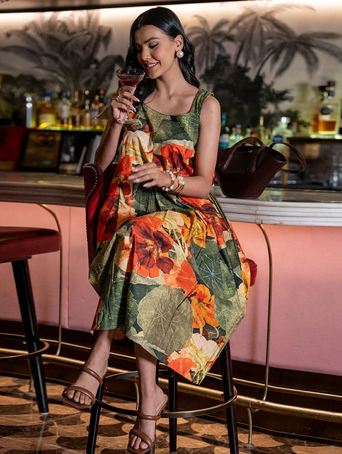 women floral print sleeveless fit & flare dress - 22307657 -  Standard Image - 1