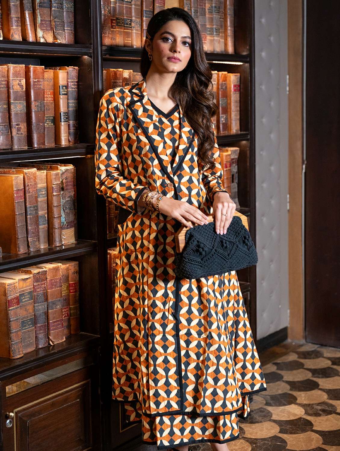 women printed three quarter sleeve co-ord set - 22307659 -  Standard Image - 1