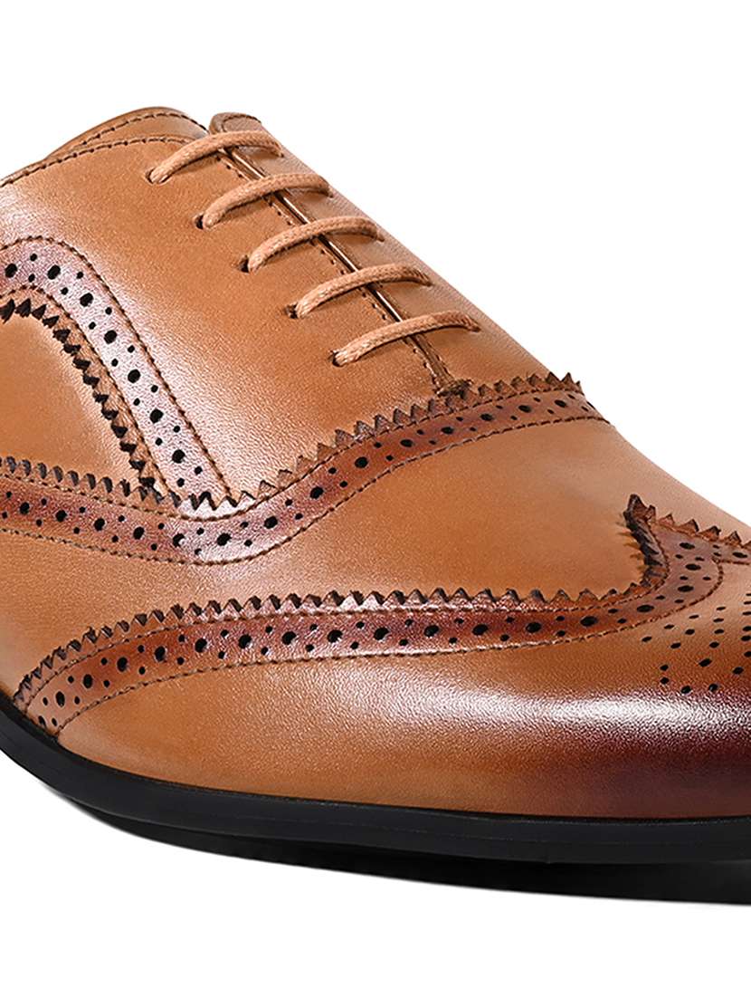 men tan lace-up brouge - 22307663 -  Standard Image - 4