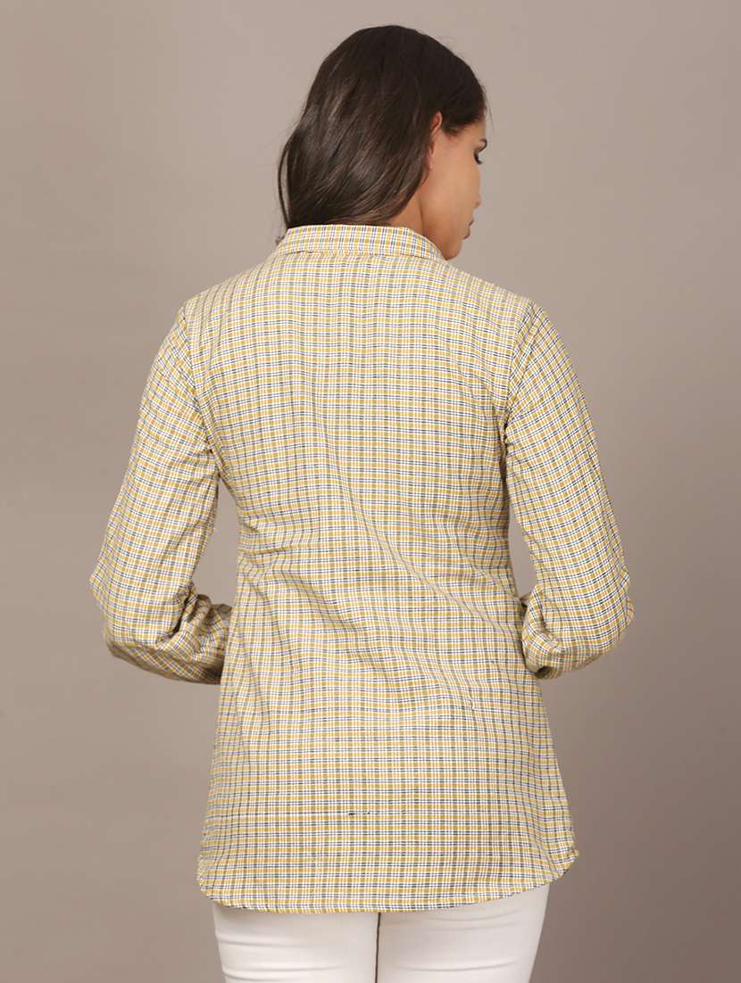 women checkered collared long sleeve shirt - 22307672 -  Standard Image - 4