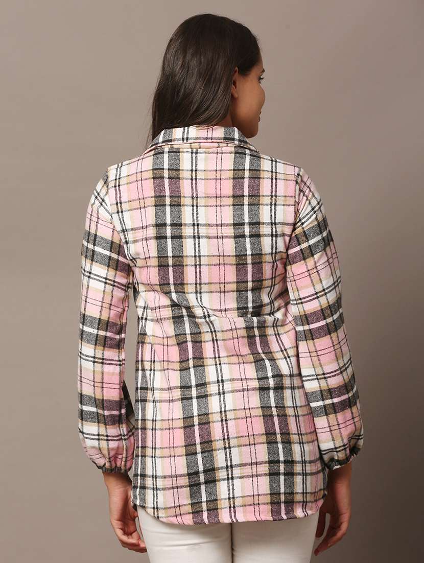 women checkered collared long sleeve shirt - 22307674 -  Standard Image - 4