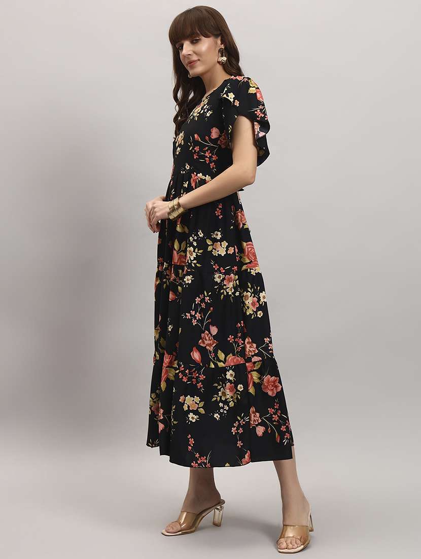 women printed short sleeve tiered dress - 22307699 -  Standard Image - 1