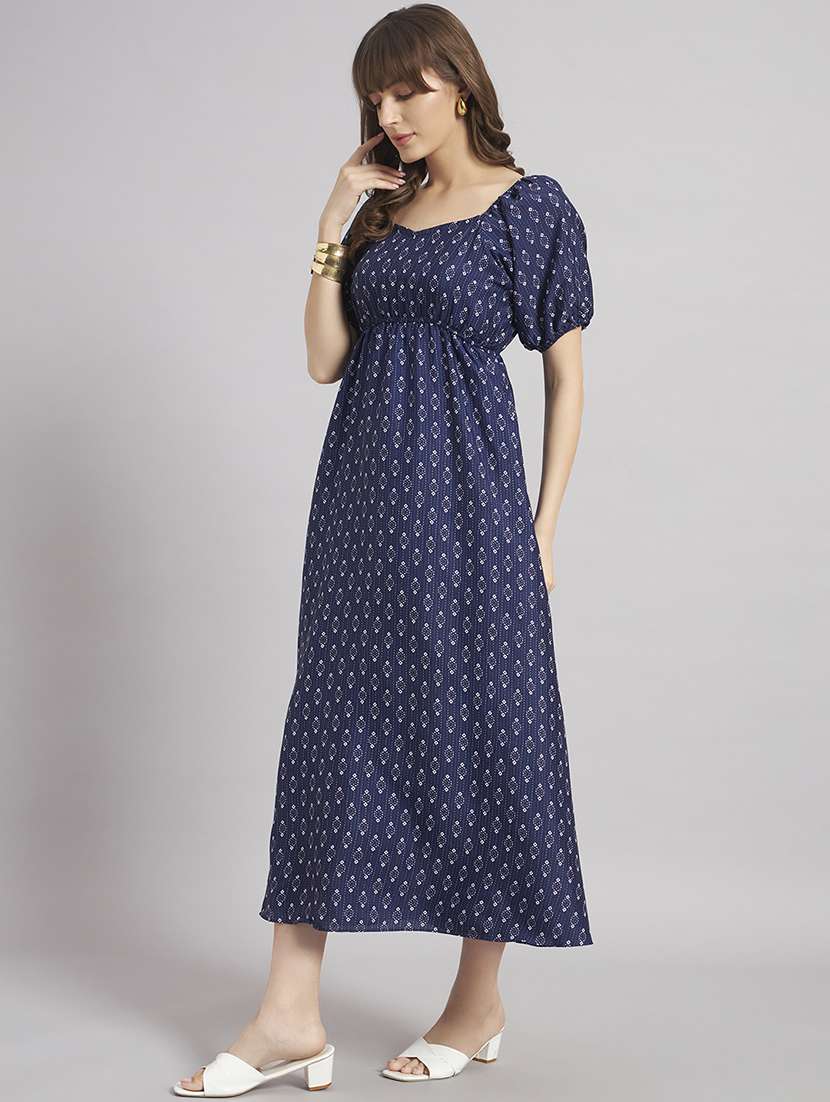 women printed puff sleeve a-line dress - 22307807 -  Standard Image - 1