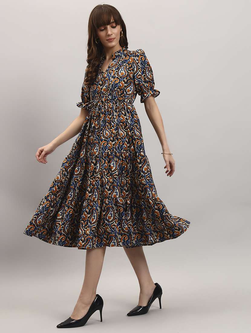 yellow crepe fit & flare dress - 22307813 -  Standard Image - 1