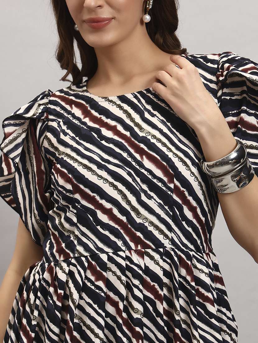 women printed tulip sleeve tiered dress - 22308040 -  Standard Image - 1