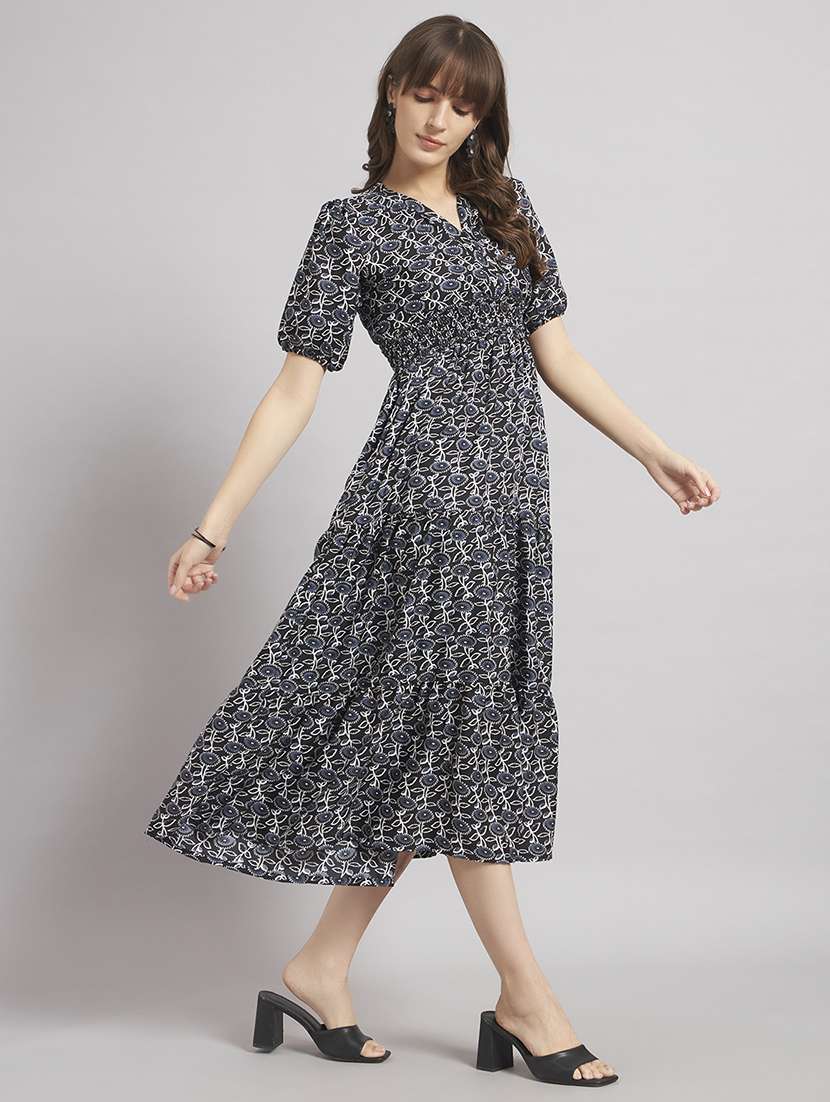 women floral puff sleeve tiered dress - 22308204 -  Standard Image - 1