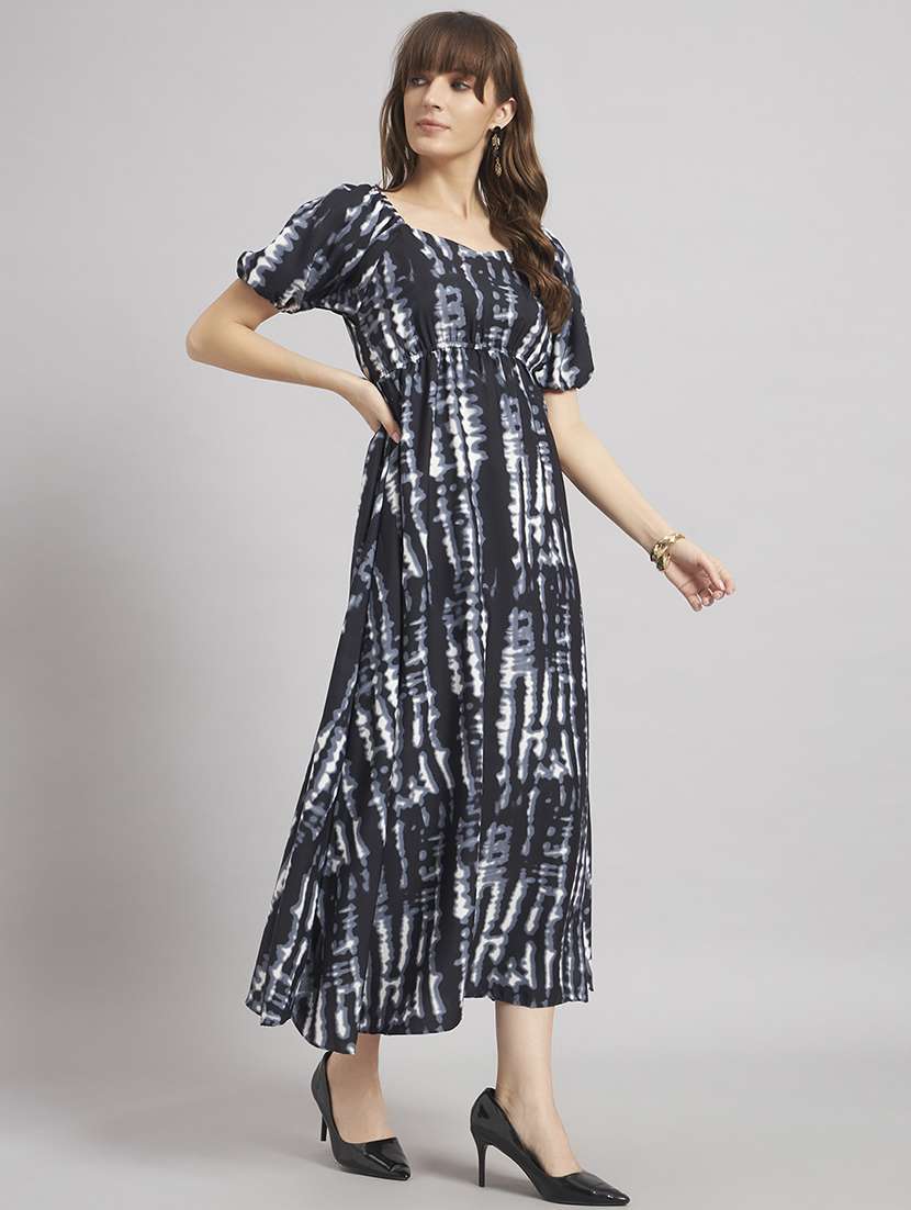women tie & dye puff sleeve a-line dress - 22308246 -  Standard Image - 1