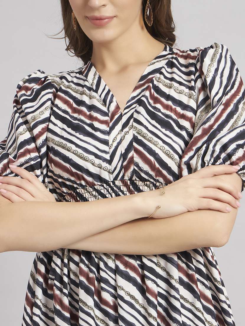 women printed puff sleeve tiered dress - 22308311 -  Standard Image - 1