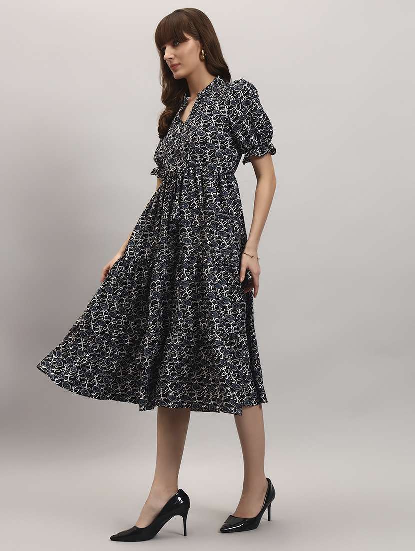 women floral print puff sleeve tiered dress - 22308430 -  Standard Image - 1