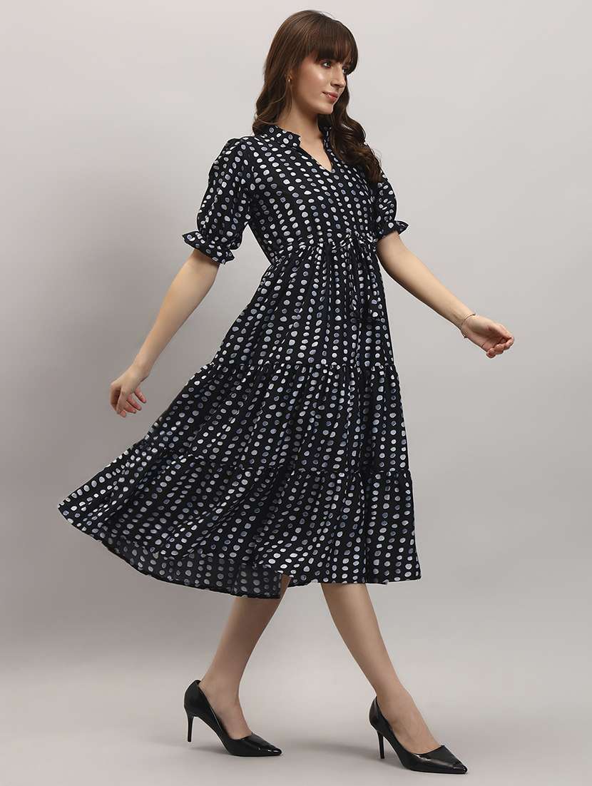 women printed puff sleeve tiered dress - 22308597 -  Standard Image - 1